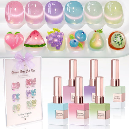 Set de Vernis à Ongles Gel Double Rhythm 6 Couleurs Holographiques
