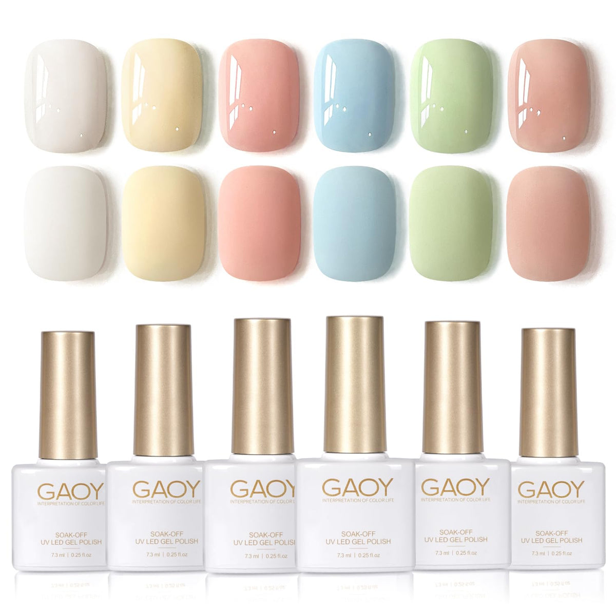 Set de vernis à ongles gel GAOY avec 6 couleurs pastel