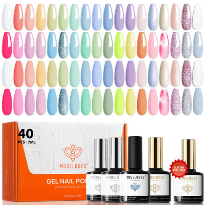 Set de vernis à ongles gel modelones 28 couleurs avec top coats