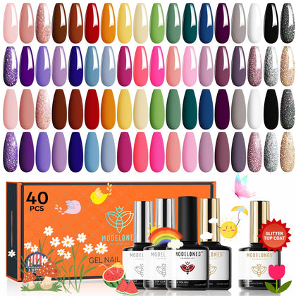 Set de vernis à ongles gel modelones 28 couleurs vue de face