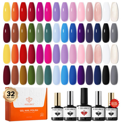 Set de vernis à ongles gel modelones 32PCS avec 28 couleurs