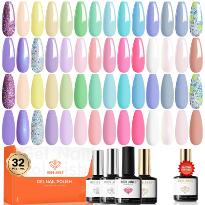 Set de vernis à ongles gel modelones 32PCS avec 28 couleurs variées