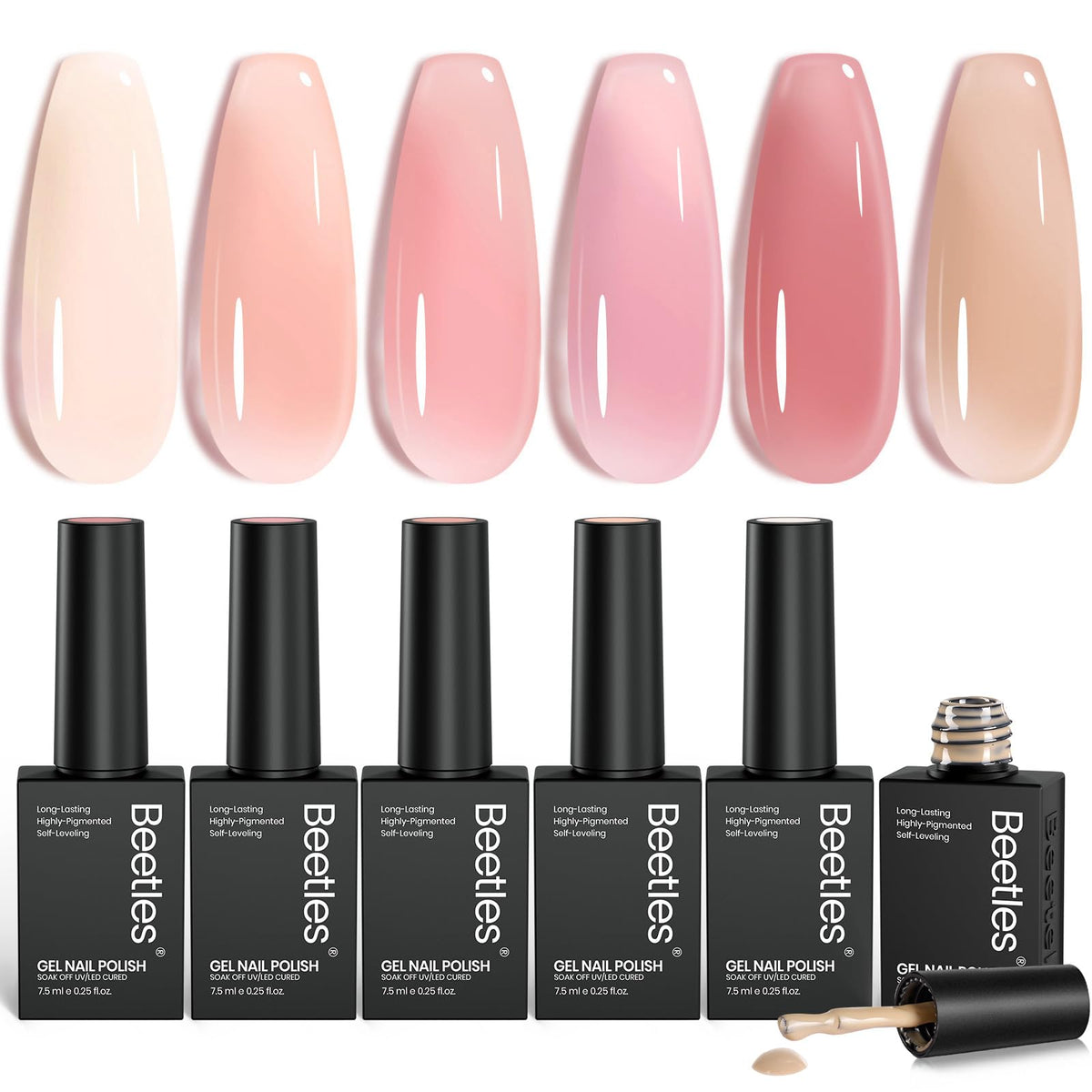 Set de vernis à ongles gel nude Beetles avec 6 couleurs tendance