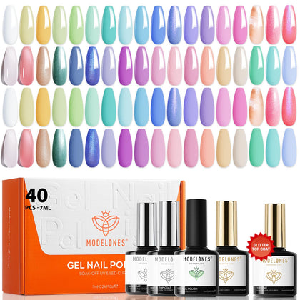 set de vernis à ongles gel pailleté modelones 28 couleurs