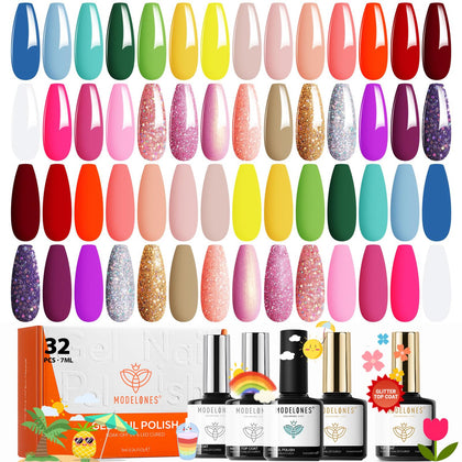 Set de vernis à ongles gel pailleté modelones avec 28 couleurs