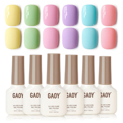 Set de vernis à ongles gel pastel GAOY, six couleurs différentes