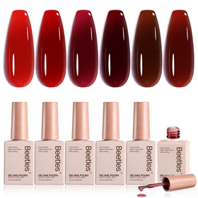 Set de vernis à ongles gel rouge beetles avec 6 couleurs