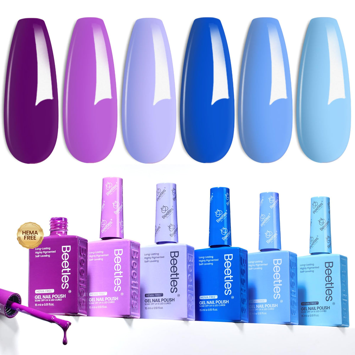 Set de vernis à ongles HEMA-free Beetles avec 6 bouteilles colorées