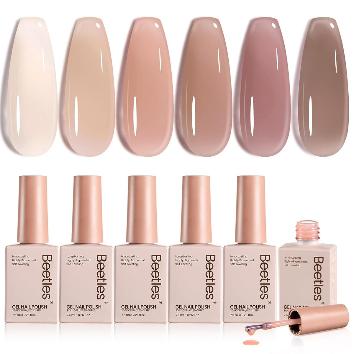 Set de vernis à ongles nude beetles avec 6 flacons colorés