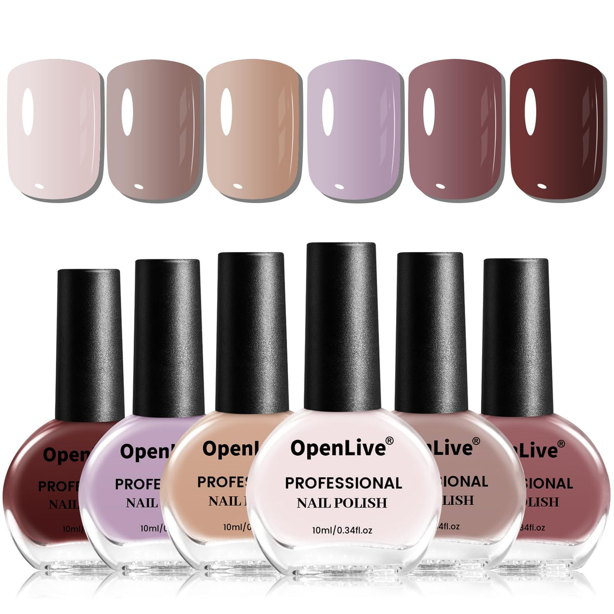 Set de Vernis à Ongles Nude OpenLive - 6 flacons de couleur