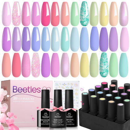 Set de vernis à ongles pastel de beetles avec 20 couleurs différentes