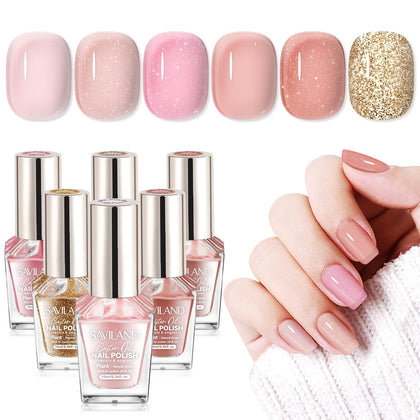 Set de vernis à ongles SAVILAND 6 couleurs nudes vue de face