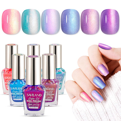 Set de vernis à ongles SAVILAND 6 couleurs ombre, vue de face