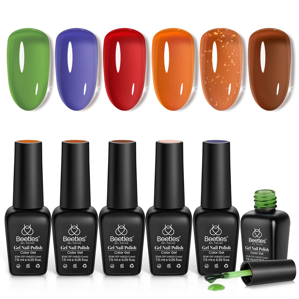 set de vernis gel beetles 6 couleurs avec packaging