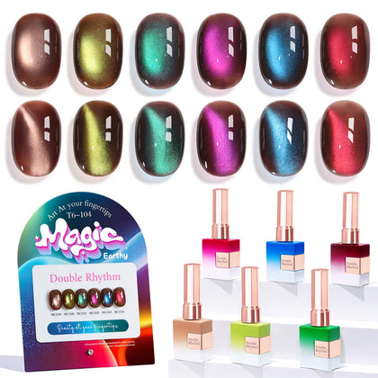 Set de vernis gel Cat Eye Double Rhythm 6 couleurs 15ml