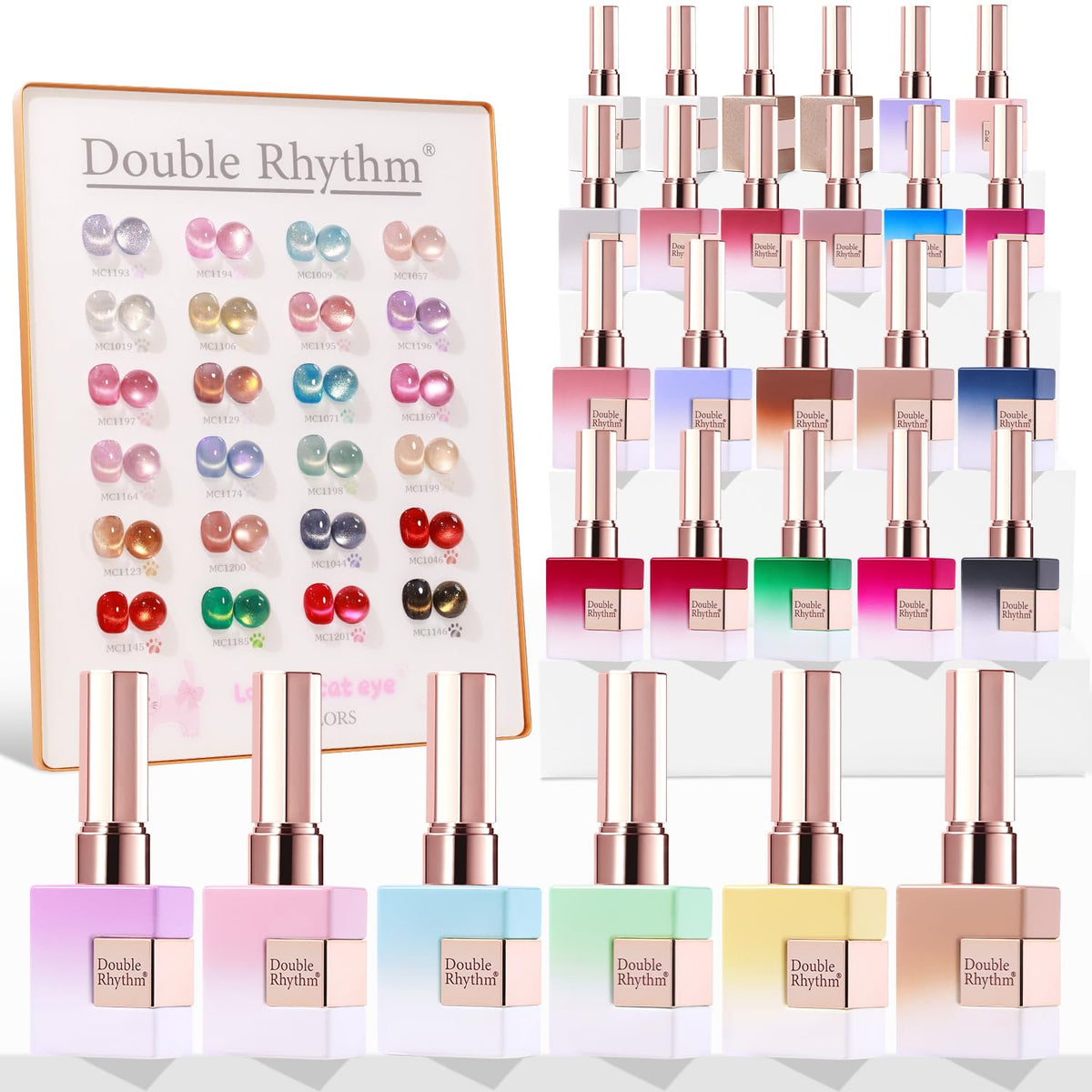 Set de vernis gel Cat Eye Double Rhythm avec 28 pièces