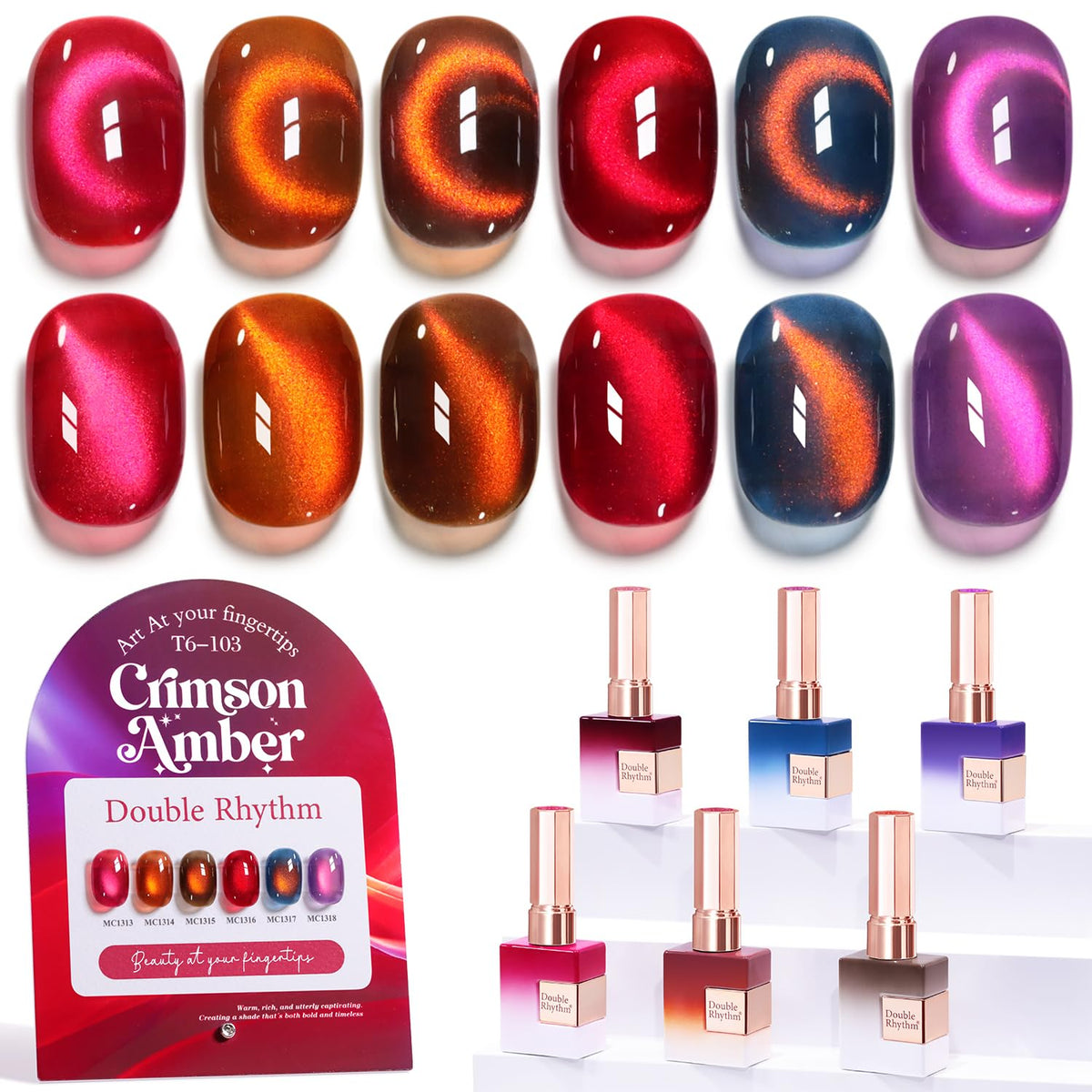 Set de vernis gel Cat Eye Double Rhythm avec 6 flacons colorés