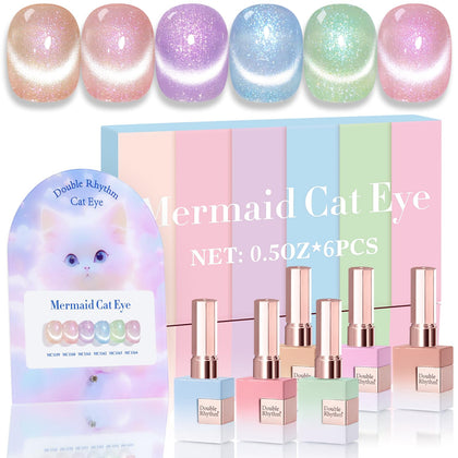 Set de vernis gel Cat Eye Double Rhythm avec 6 flacons de couleurs variées