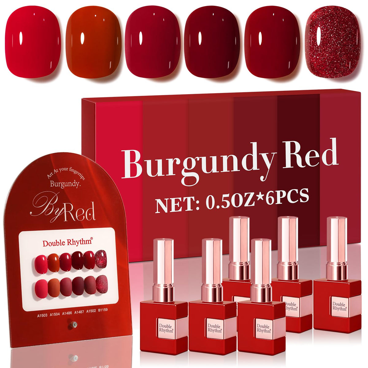 Set de vernis gel Double Rhythm 15 ml avec 6 flacons de couleur identique