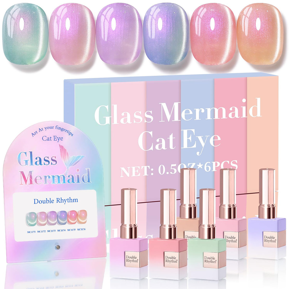 Set de vernis gel Double Rhythm 6 couleurs en bouteilles de 15ml