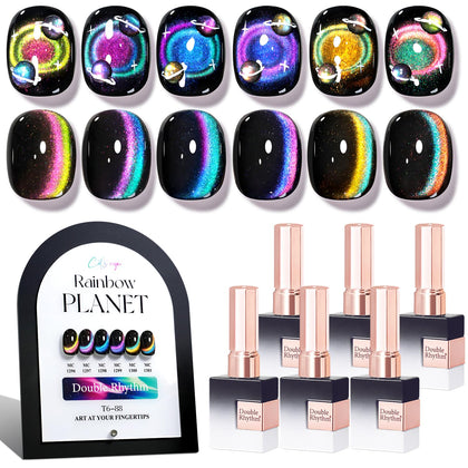 Set de vernis gel Double Rhythm 6 couleurs holographiques