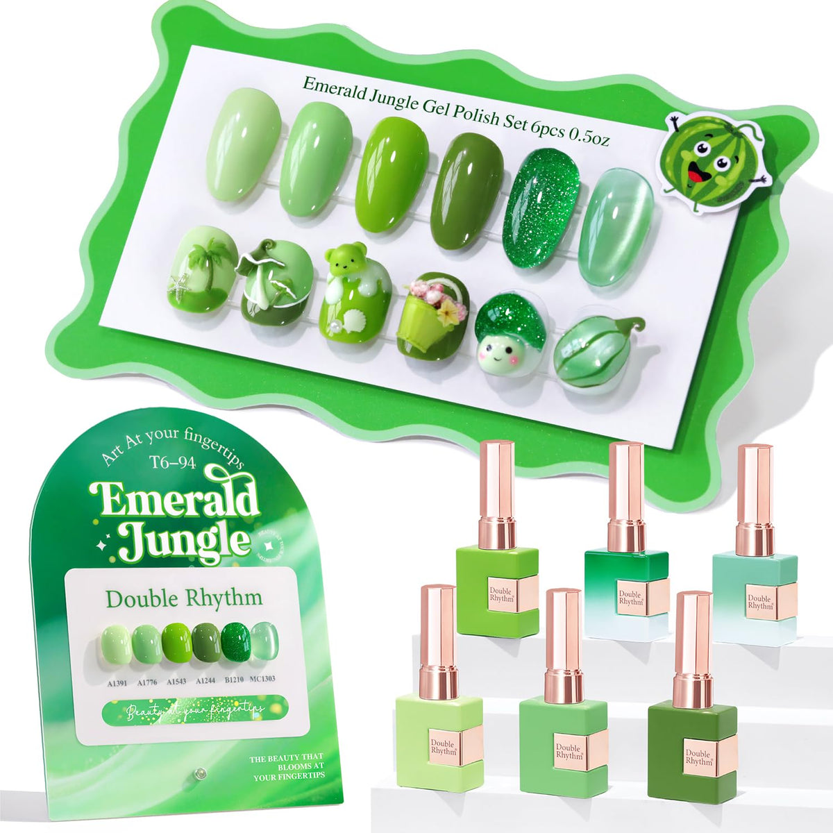Set de vernis gel Double Rhythm 6 Pcs 15 ML avec échantillons de couleurs