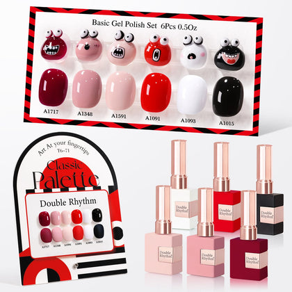 Set de vernis gel Double Rhythm 6 pcs 15 ml en couleurs variées