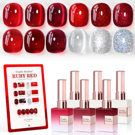 Set de vernis gel Double Rhythm 6 pièces 15 ml Jelly Burgundy Red