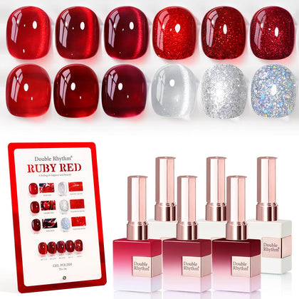Set de vernis gel Double Rhythm 6 pièces 15 ml Jelly Burgundy Red