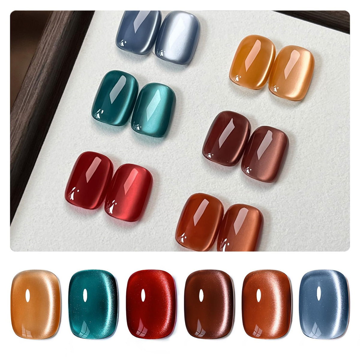Set de vernis gel GAOY 6 couleurs avec magnet, vue de face