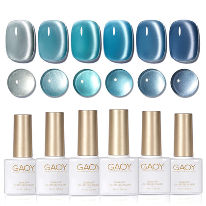 Set de vernis gel GAOY avec 6 couleurs Cat Eye et magnétisme