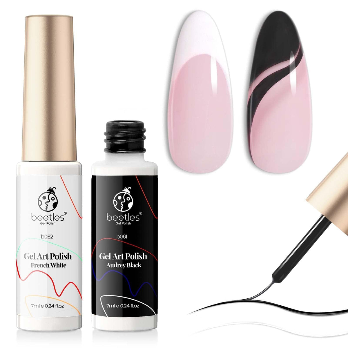 Set de Vernis Gel Liner Noir et Blanc beetles, vue avant