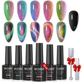 Set de vernis gel MIZHSE 9D Cat Eye avec 6 couleurs et 2 bâtons magnétiques