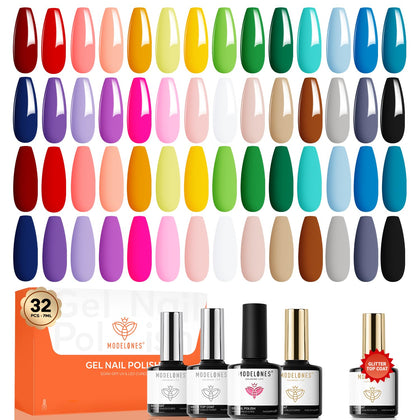 Set de vernis gel modelones 32PCS avec 28 couleurs vibrantes