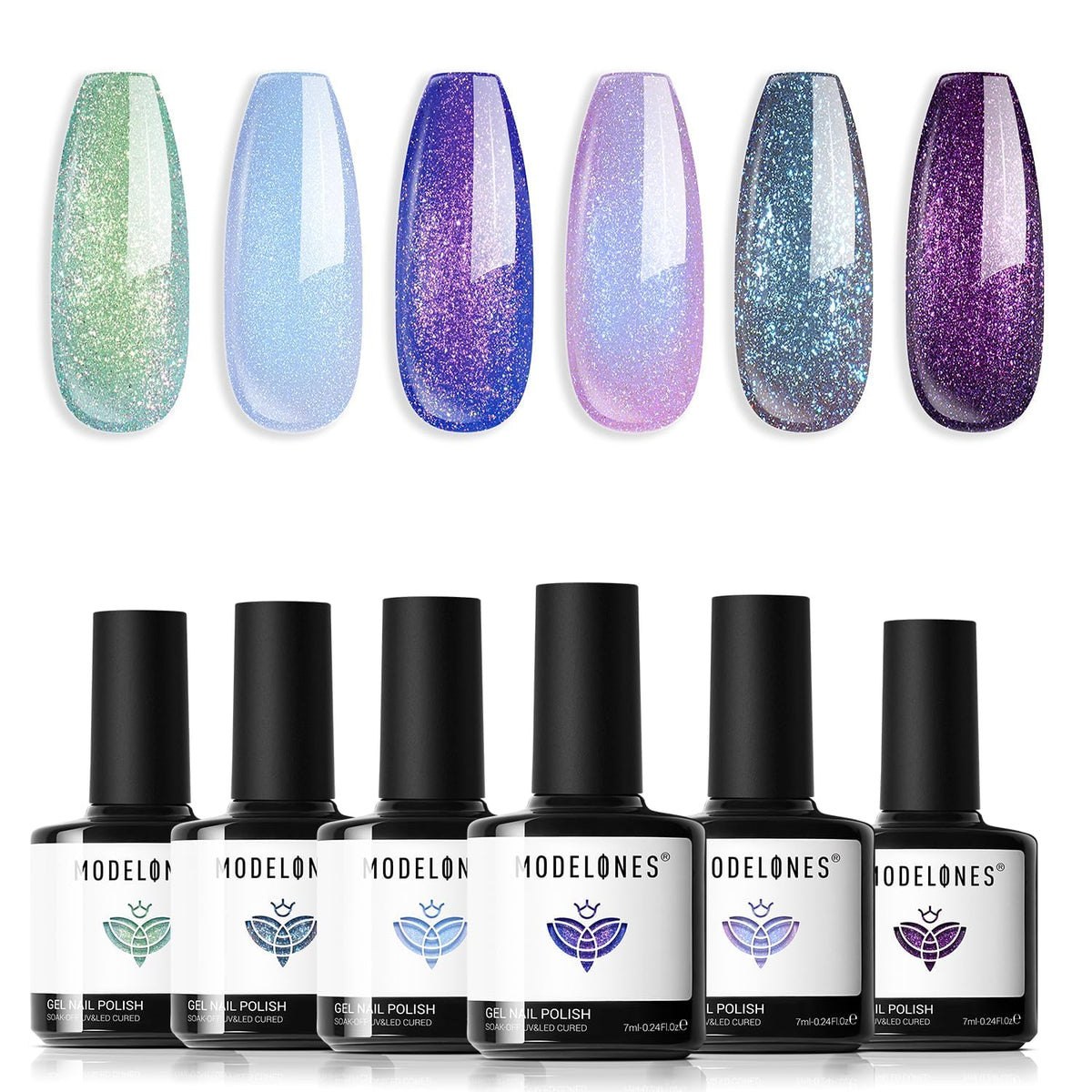 Set de vernis gel modelones avec 6 couleurs chameleon