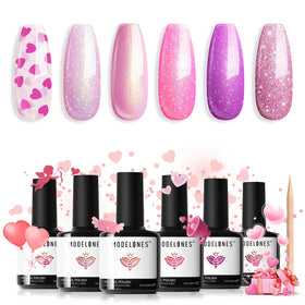 Set de vernis gel pailleté modelones avec 6 couleurs différentes