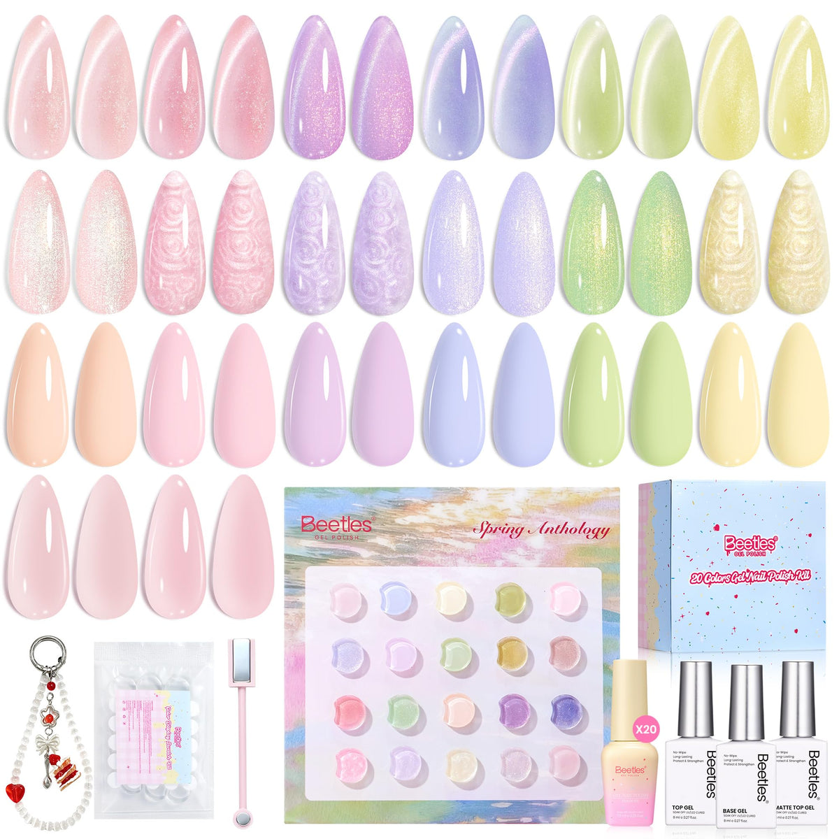 Set de vernis pastel Beetles Gel Polish avec 20 couleurs variées