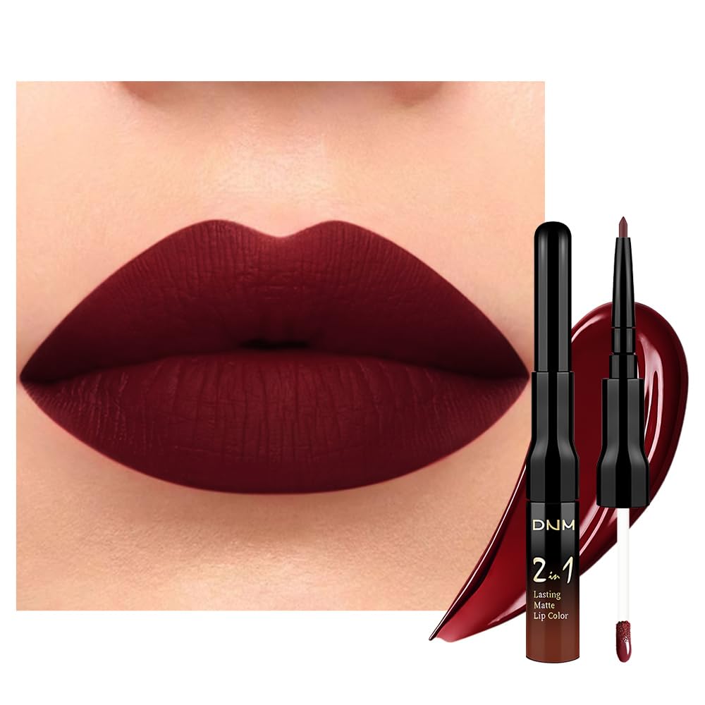 Set evpct avec crayon à lèvres rouge foncé et rouge à lèvres liquide mat