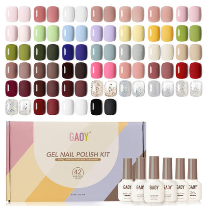 Set GAOY de 42 vernis à ongles gel avec 39 couleurs affichées