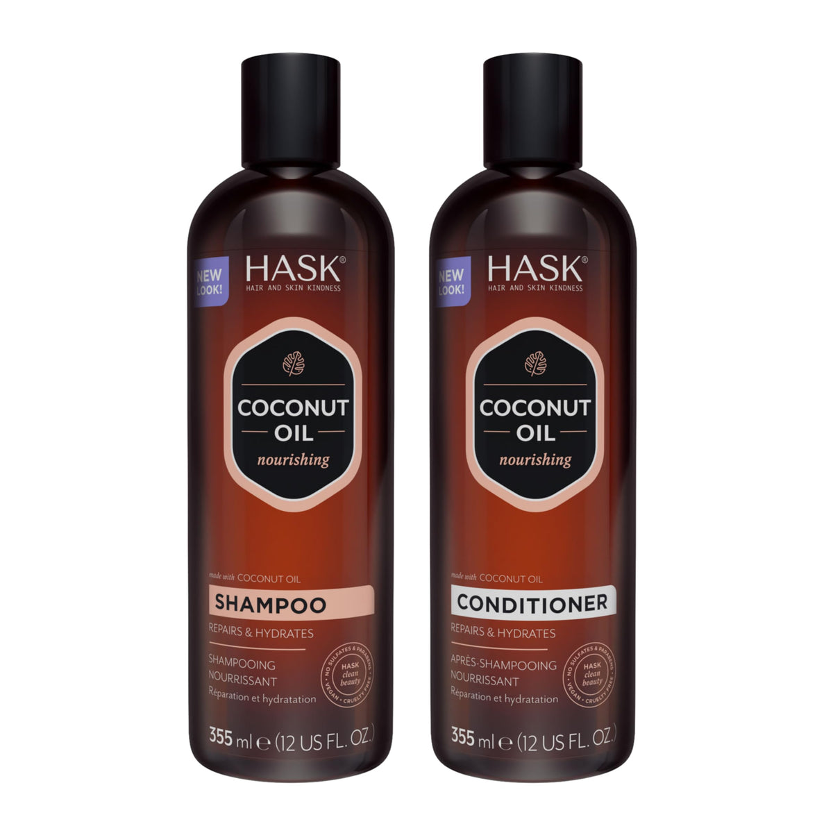 Set HASK Shampoo et Après-Shampooing à la Noix de Coco, vue de face