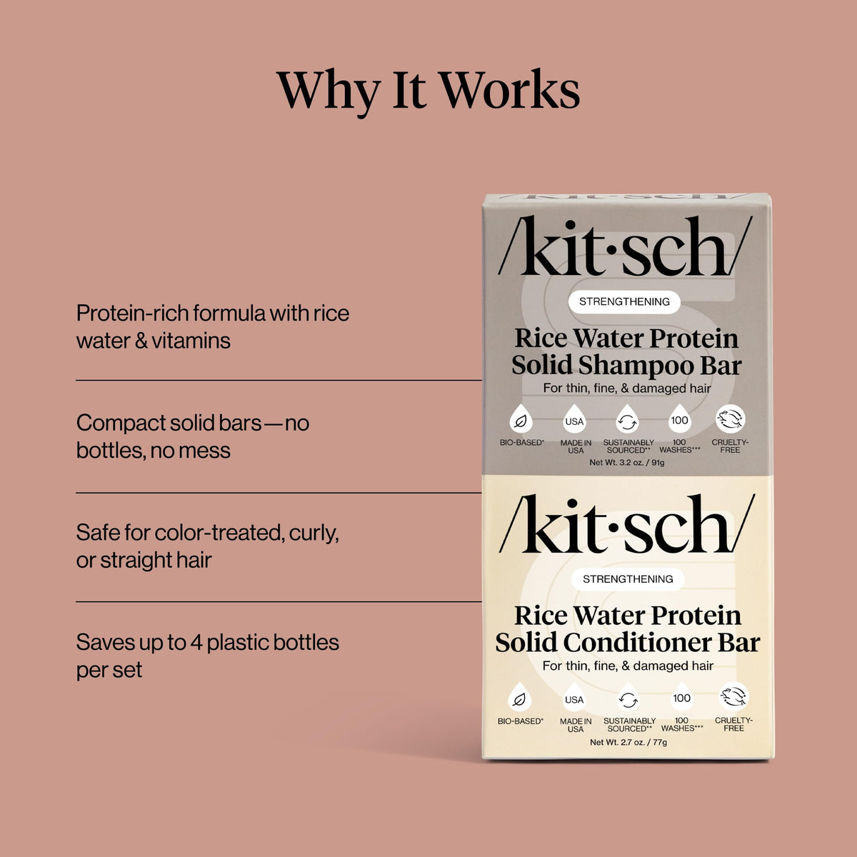 Set Kitsch à l'eau de riz sur un fond naturel