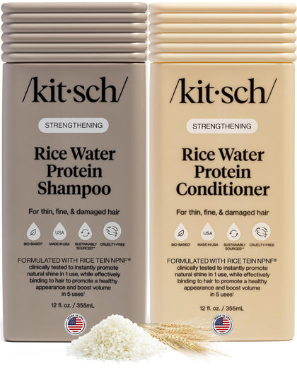 Set Kitsch Shampoo et Après-Shampoing à l'Eau de Riz vue de face