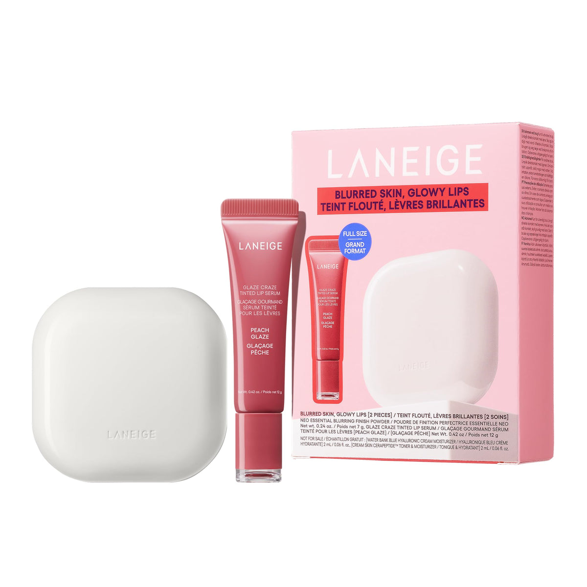 Set LANEIGE Blurred Skin & Glowy Lips avec Poudre et Sérum