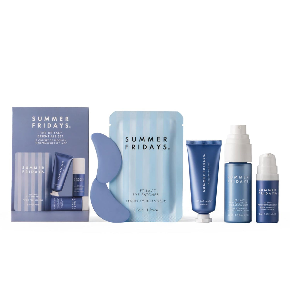 Set Mini Soins Hydratants Summer Fridays Jet Lag avec quatre produits