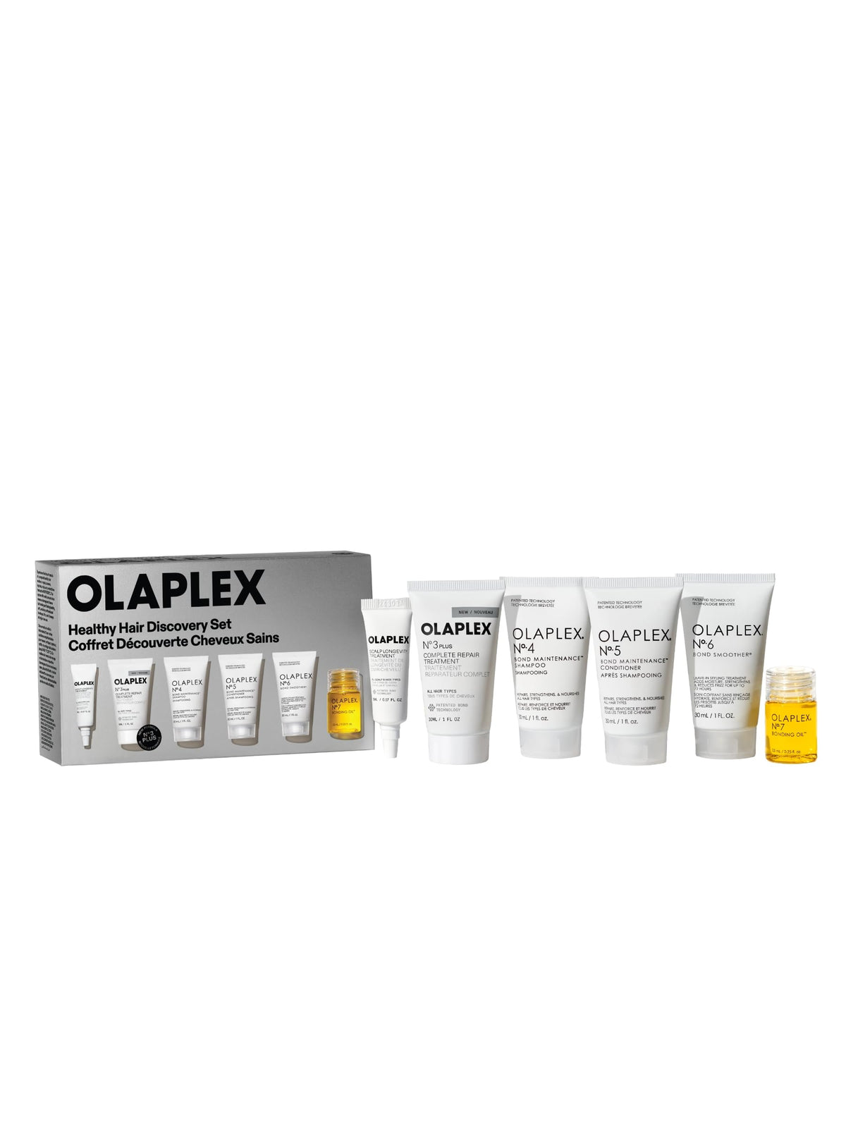 Set Olaplex Healthy Hair Discovery avec N°.3PLUS, N°.4, N°.5, N°.6 et N°.7