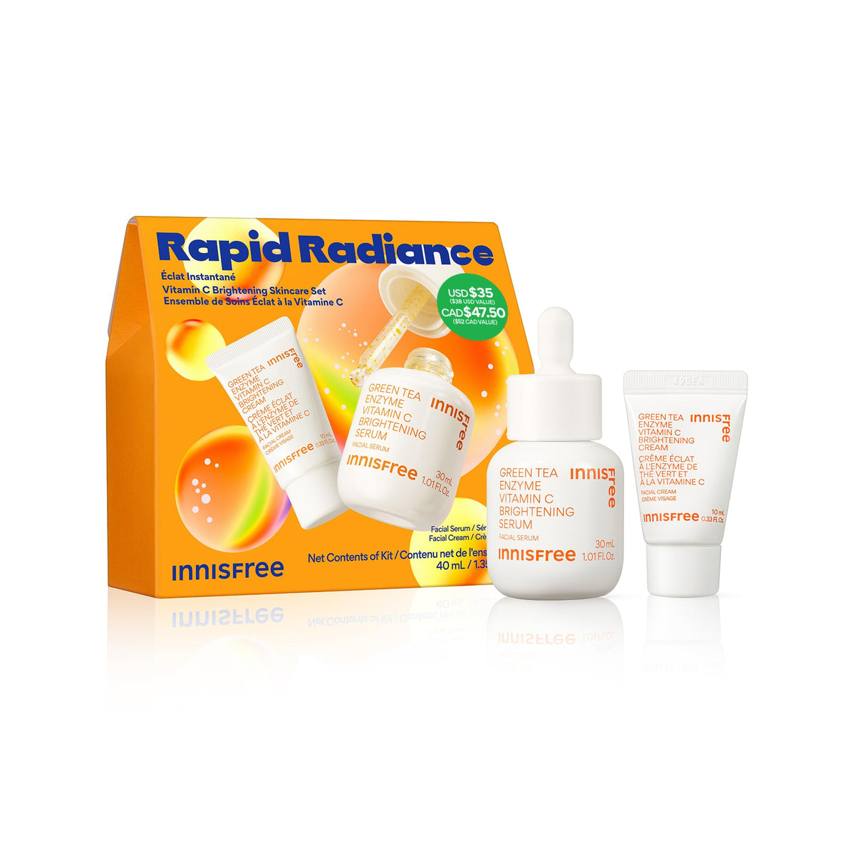 Set Radiance Rapide Vitamine C d'innisfree avec sérum et crème