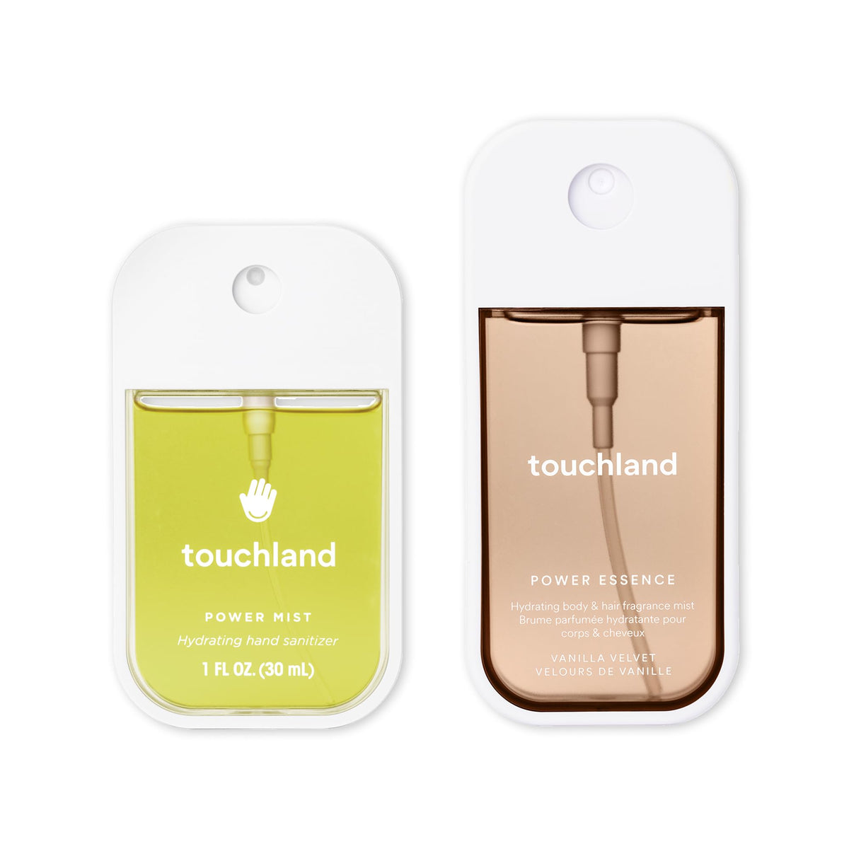 Set Touchland avec désinfectant hydratant Vanille Blossom et brume parfumée Vanille Velvet