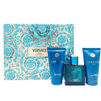 Set Versace Eros comprenant un spray de parfum, un gel douche et un baume après-rasage
