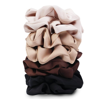 SEVEN STYLE Élastiques à cheveux satinés en noir, blond, marron clair et foncé