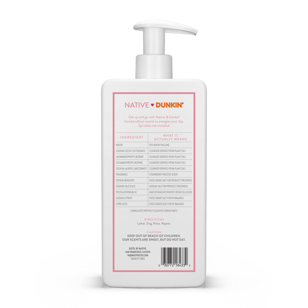 Shampoing Native Fraise Givrée et ses ingrédients naturels